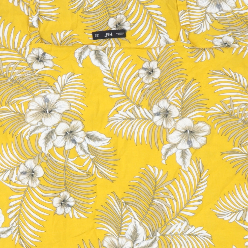 tesco Womens Yellow Floral Viscose Camisole Blouse Size 18 V-Neck