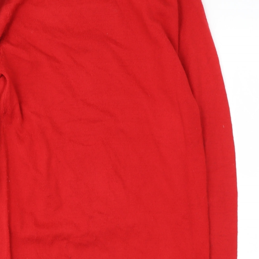 Preworn Boys Red Round Neck  Acrylic Pullover Jumper Size 10 Years   - rudolph