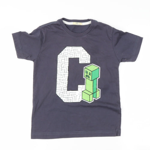 just tees Boys Blue  Polyester Basic T-Shirt Size 8 Years Round Neck  - g blocks