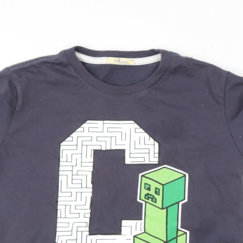 just tees Boys Blue  Polyester Basic T-Shirt Size 8 Years Round Neck  - g blocks