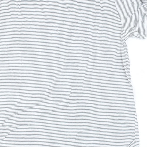 Topshop Womens Blue Striped Polyester Basic T-Shirt Size 8 Roll Neck