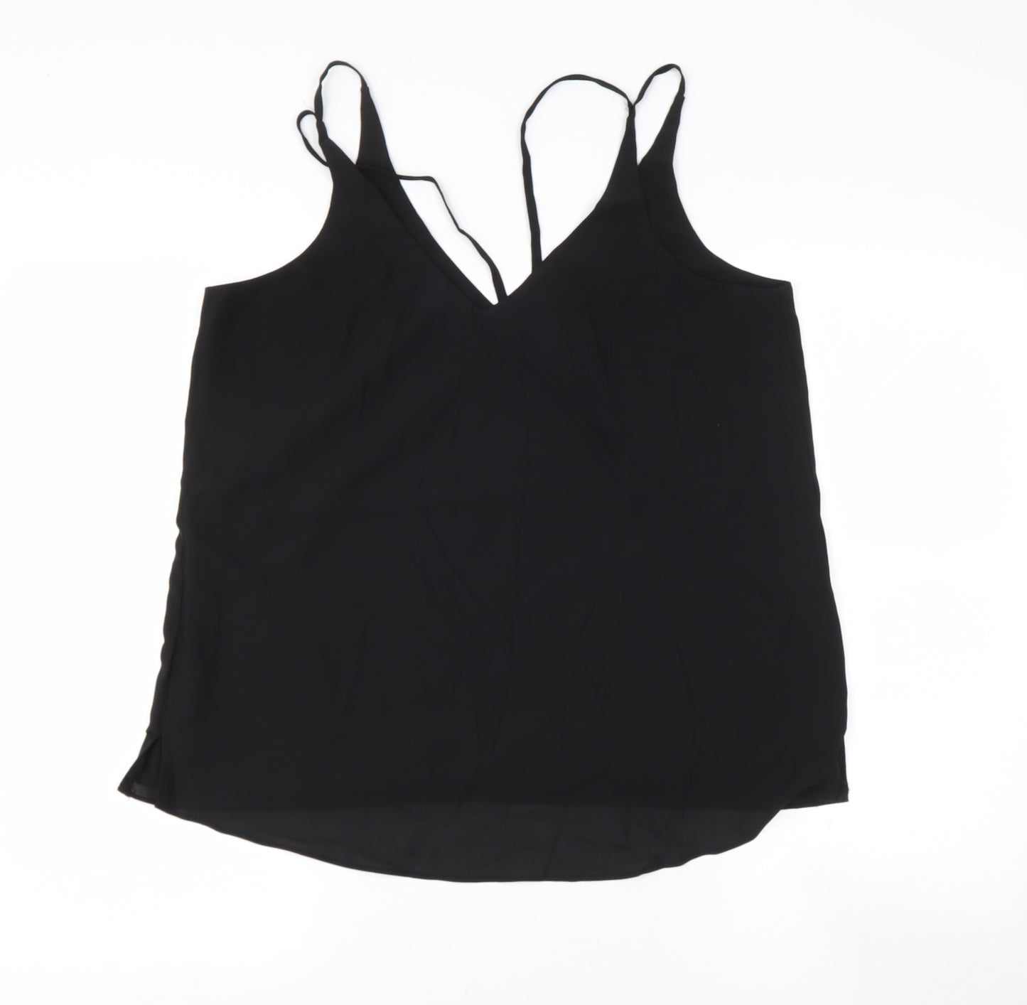 Topshop Womens Black  Polyester Camisole Blouse Size 10 V-Neck