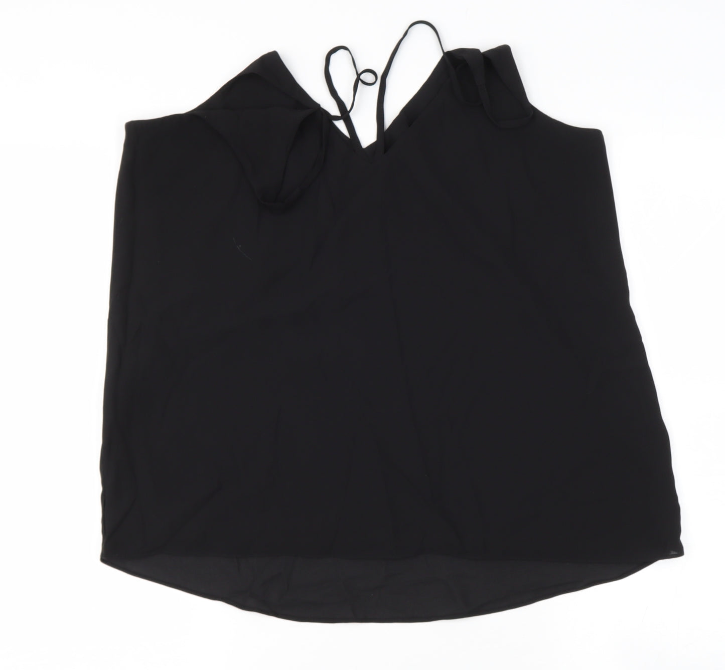 Topshop Womens Black  Polyester Camisole Blouse Size 10 V-Neck
