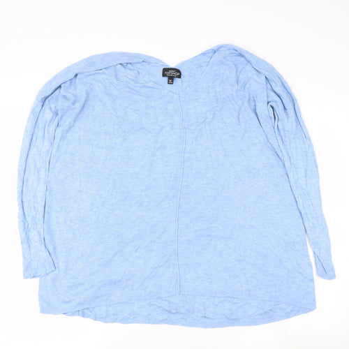 Topshop Womens Blue V-Neck  Viscose Pullover Jumper Size 8