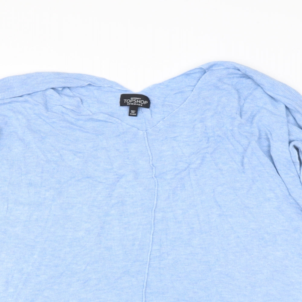 Topshop Womens Blue V-Neck  Viscose Pullover Jumper Size 8