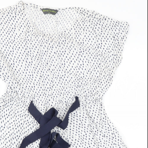 BABY MEMORIES Womens White Paisley Viscose Basic Blouse Size 14 Round Neck