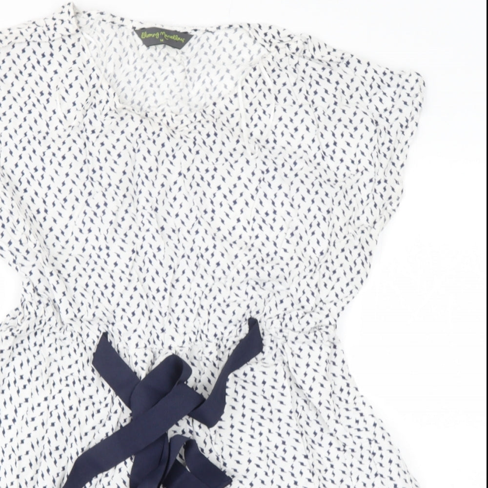 BABY MEMORIES Womens White Paisley Viscose Basic Blouse Size 14 Round Neck