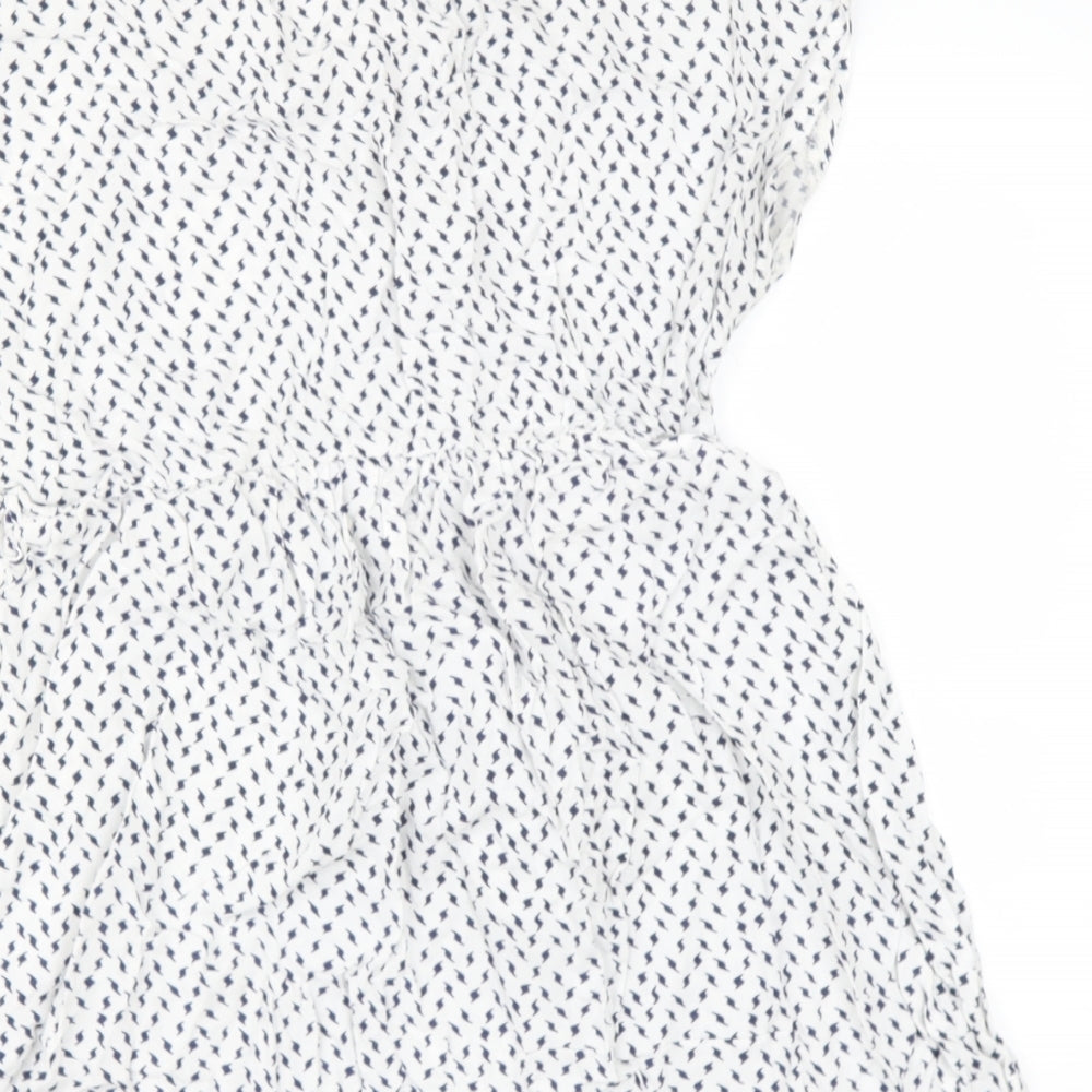BABY MEMORIES Womens White Paisley Viscose Basic Blouse Size 14 Round Neck
