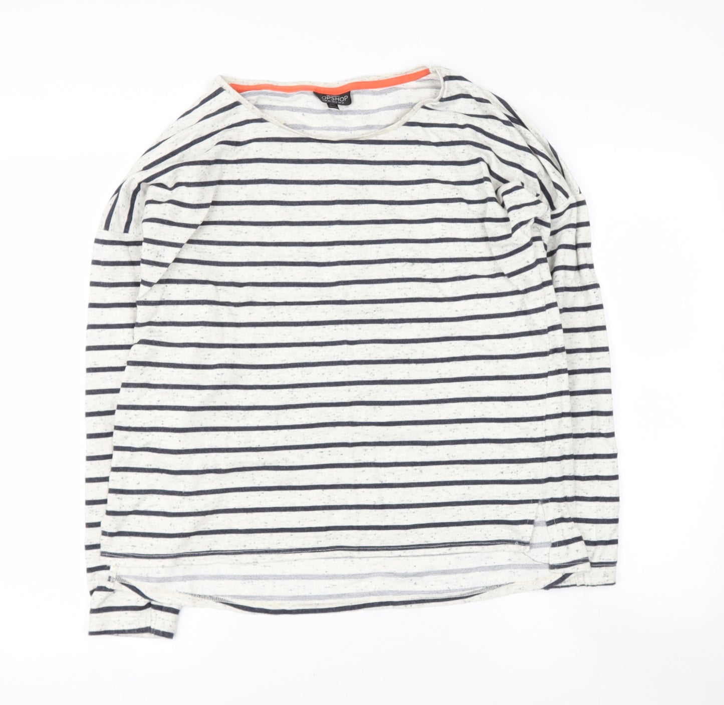 Topshop Womens Black Round Neck Striped Cotton Pullover Jumper Size 12