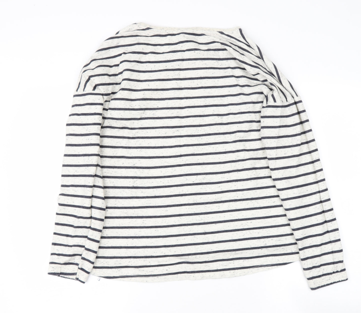 Topshop Womens Black Round Neck Striped Cotton Pullover Jumper Size 12