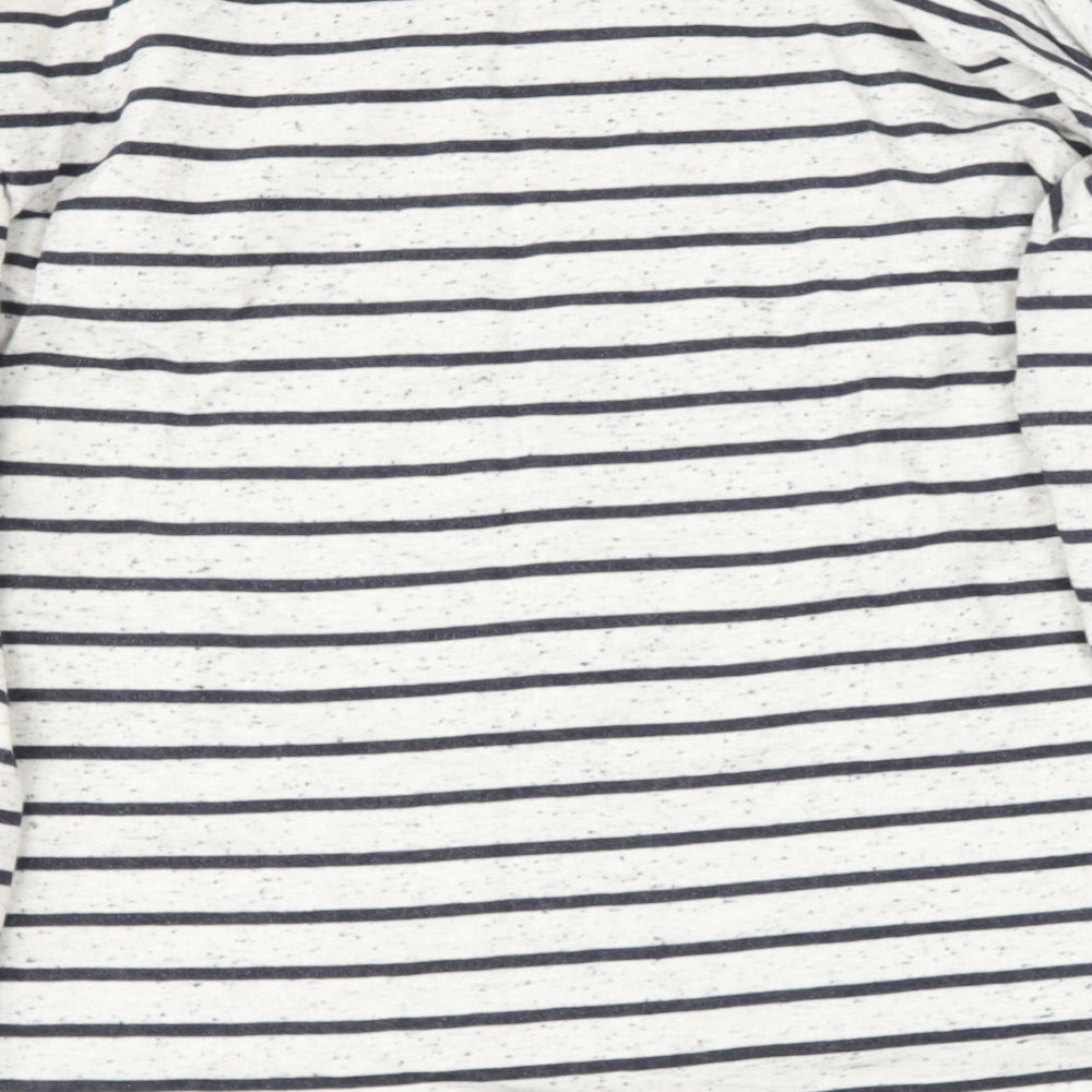 Topshop Womens Black Round Neck Striped Cotton Pullover Jumper Size 12