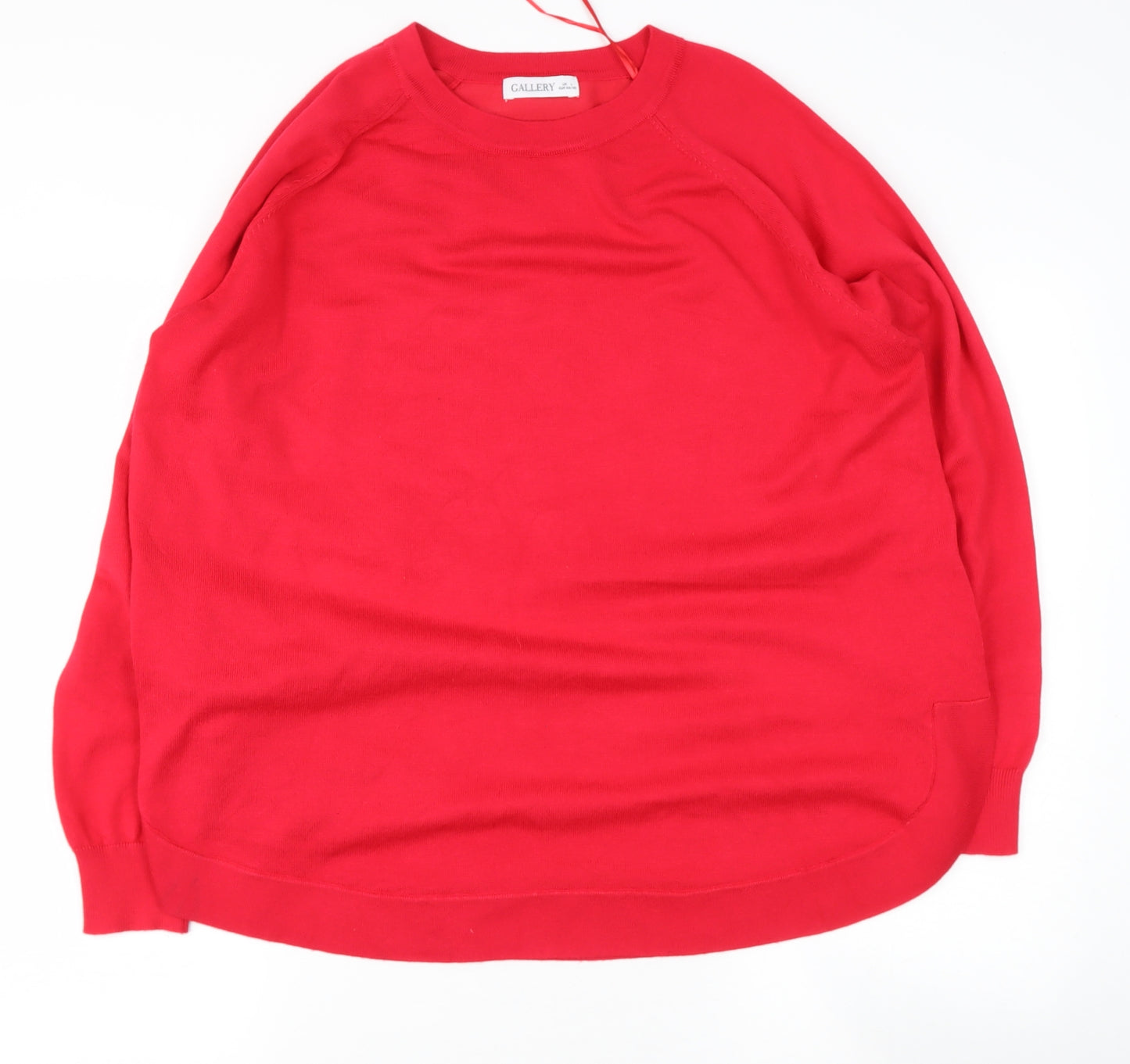 Gallery Womens Red Round Neck  Viscose Pullover Jumper Size L