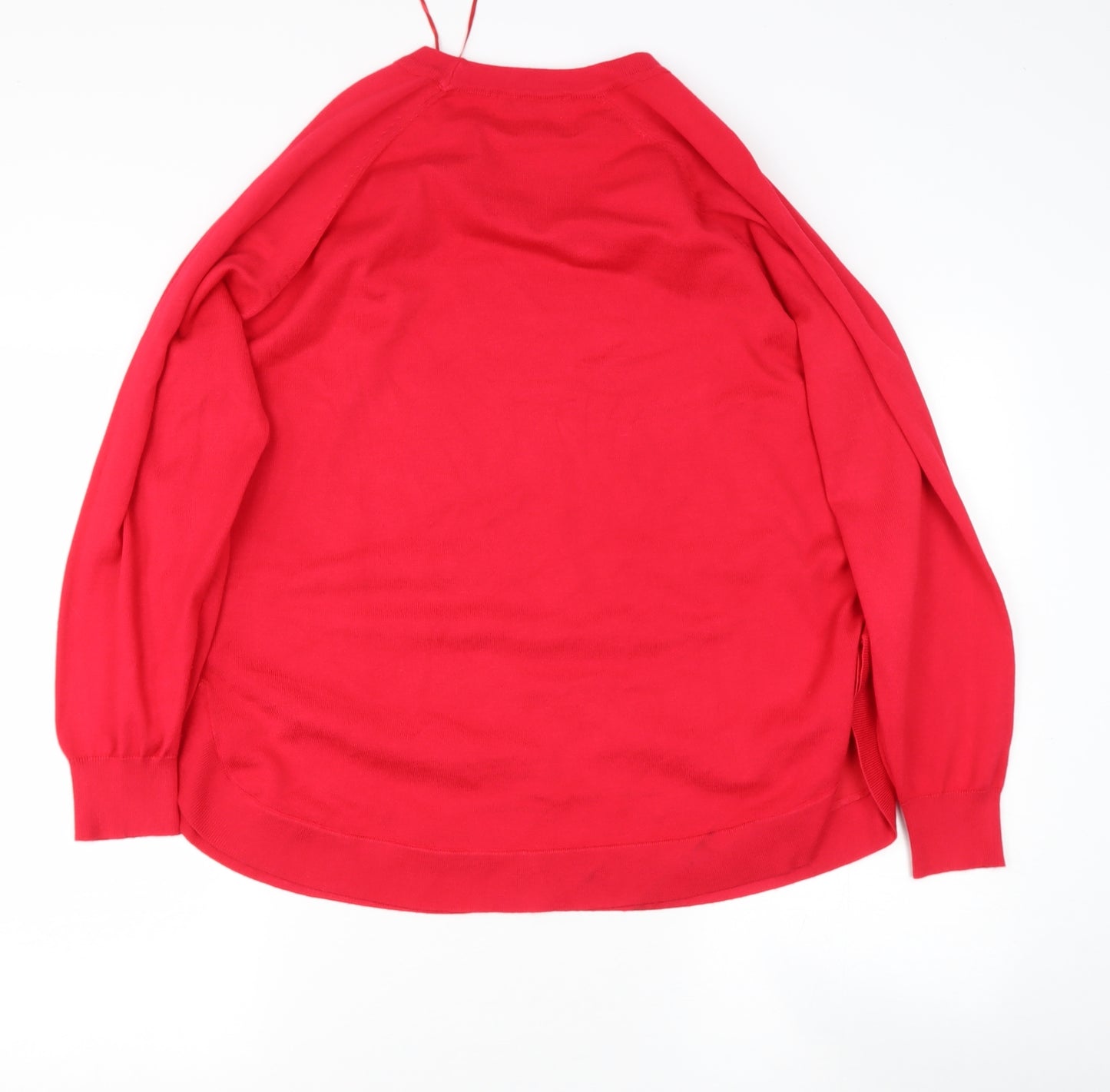 Gallery Womens Red Round Neck  Viscose Pullover Jumper Size L
