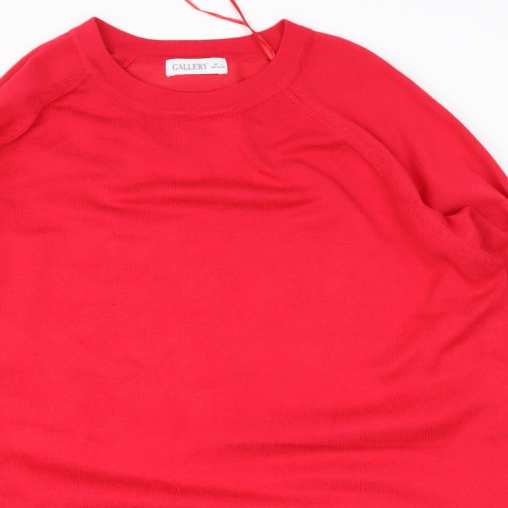 Gallery Womens Red Round Neck  Viscose Pullover Jumper Size L