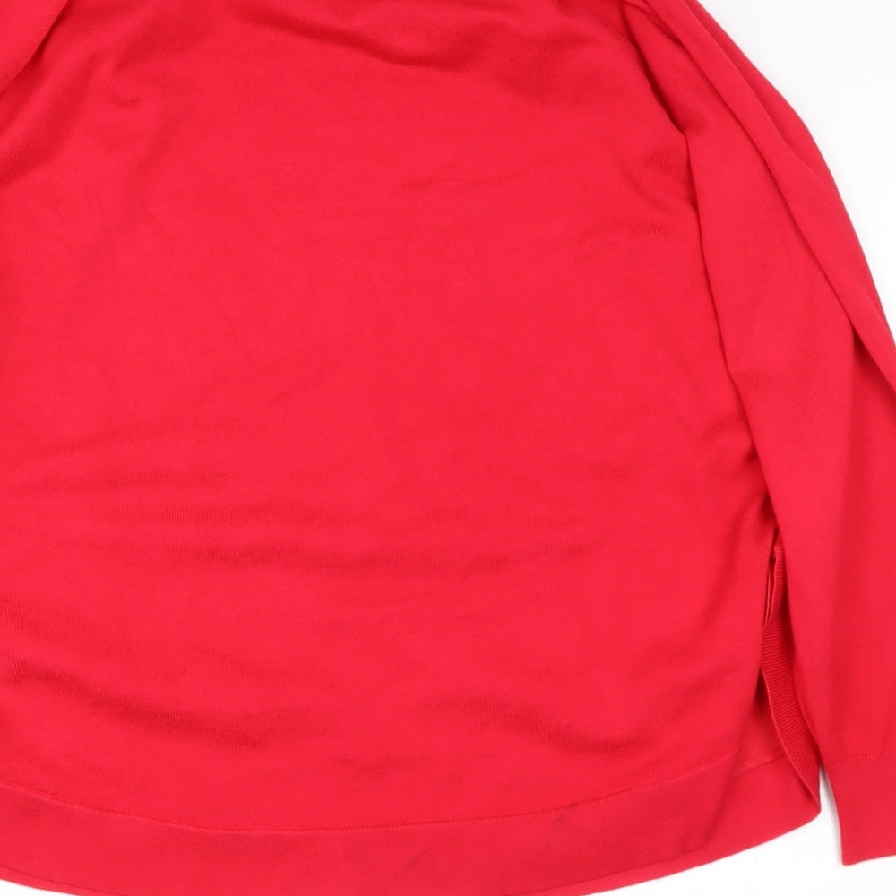Gallery Womens Red Round Neck  Viscose Pullover Jumper Size L