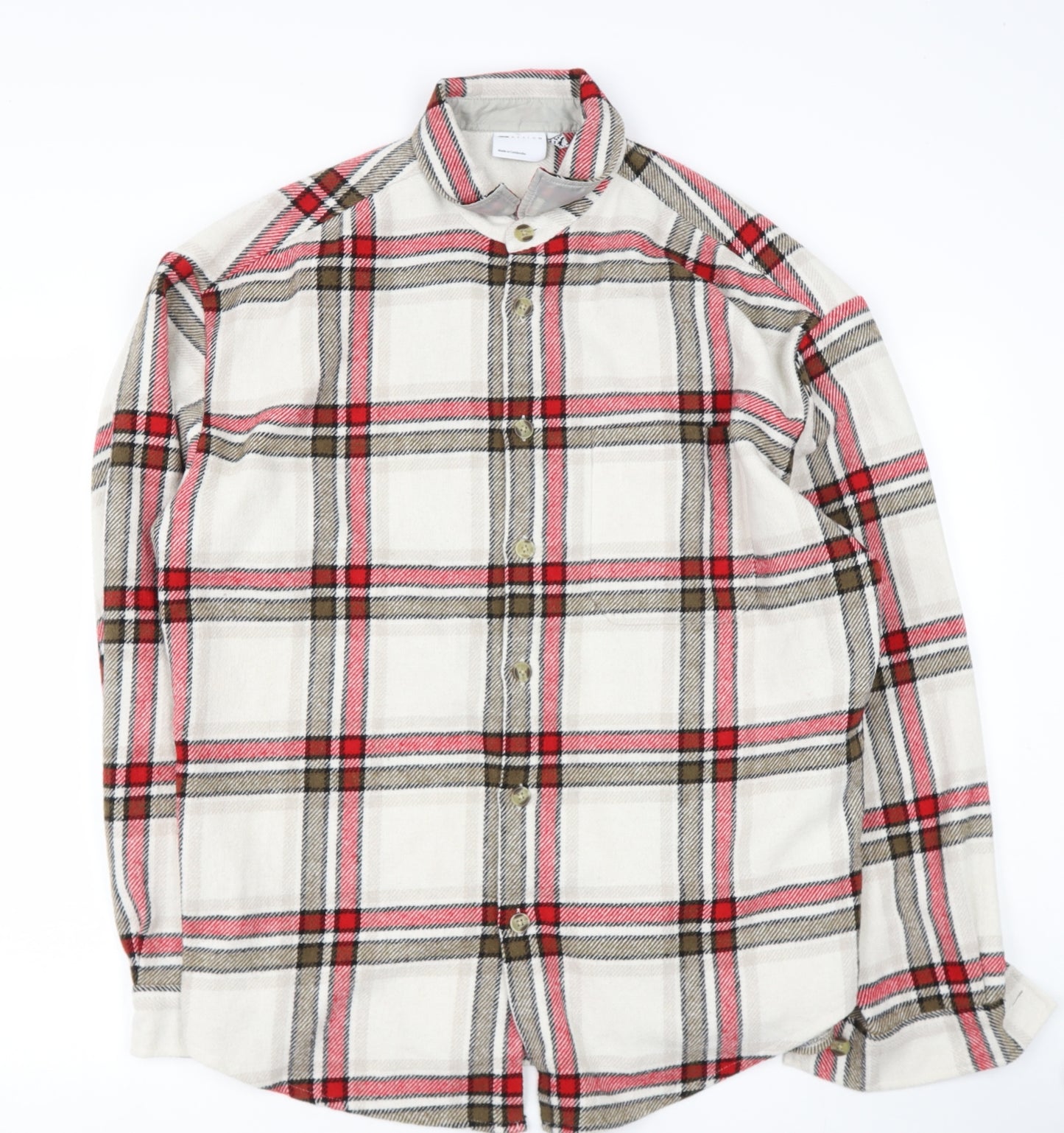 ASOS Mens Multicoloured Check Polyester  Button-Up Size L Collared