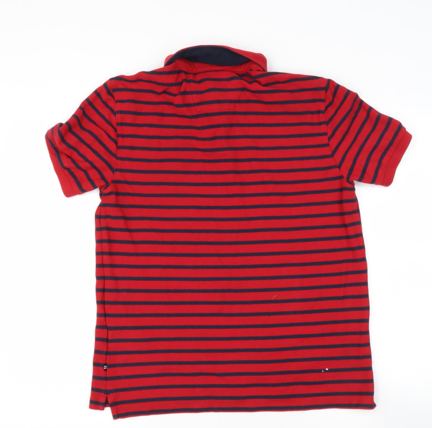 Nautica Mens Red Striped Cotton  Polo Size M Collared