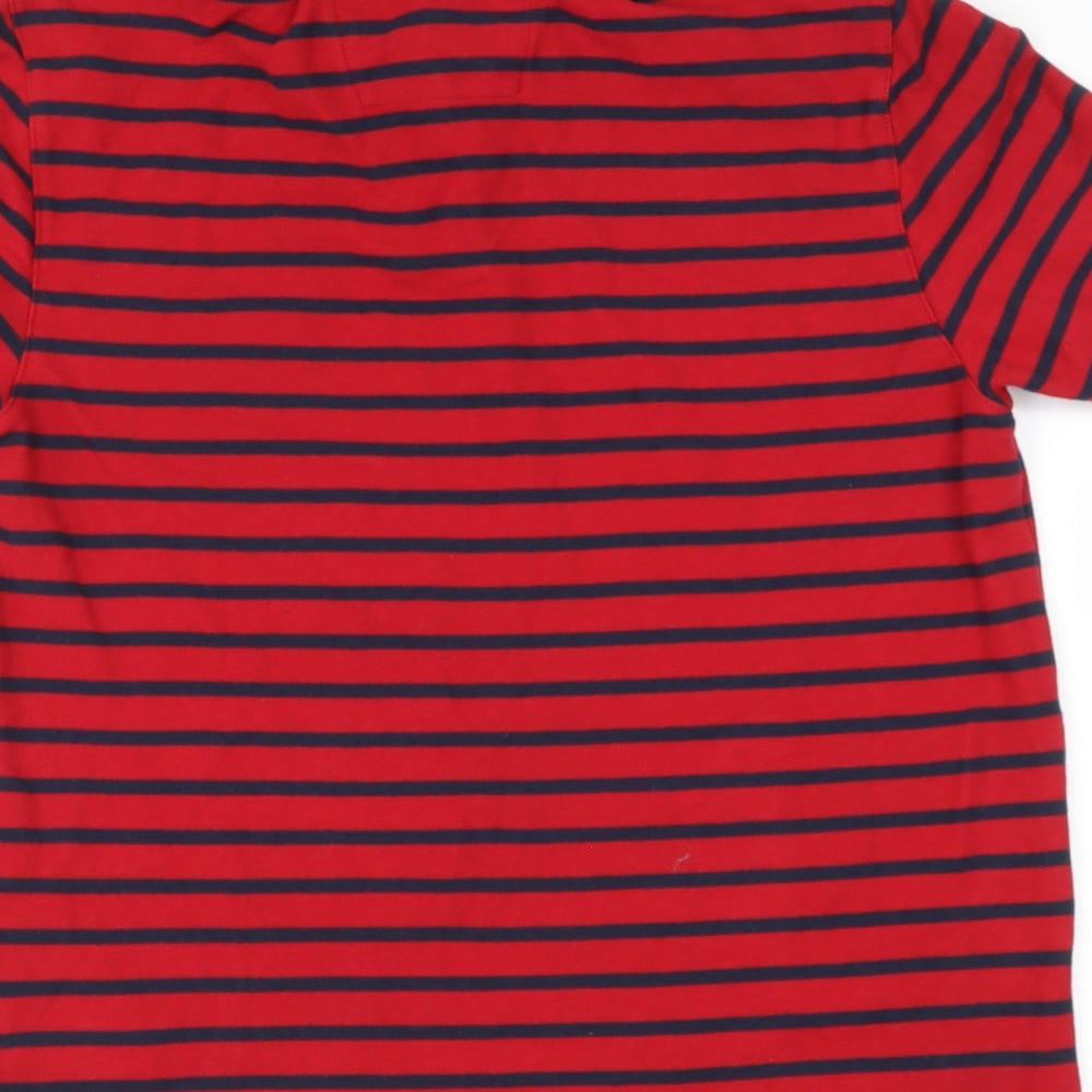 Nautica Mens Red Striped Cotton  Polo Size M Collared