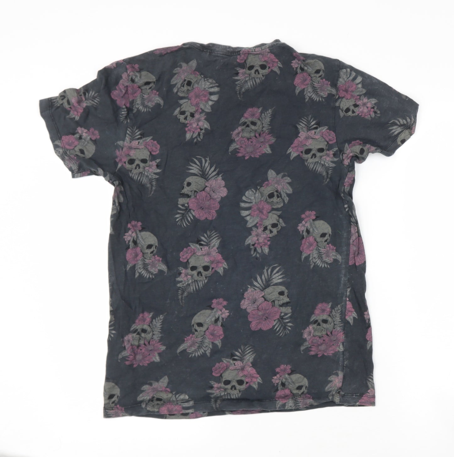 NEXT Mens Grey  Cotton  T-Shirt Size S Round Neck  - skeleton