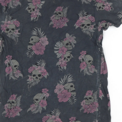 NEXT Mens Grey  Cotton  T-Shirt Size S Round Neck  - skeleton