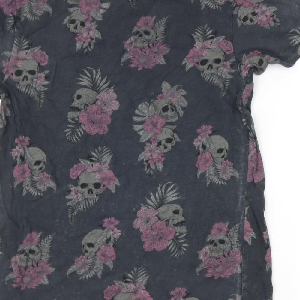 NEXT Mens Grey  Cotton  T-Shirt Size S Round Neck  - skeleton
