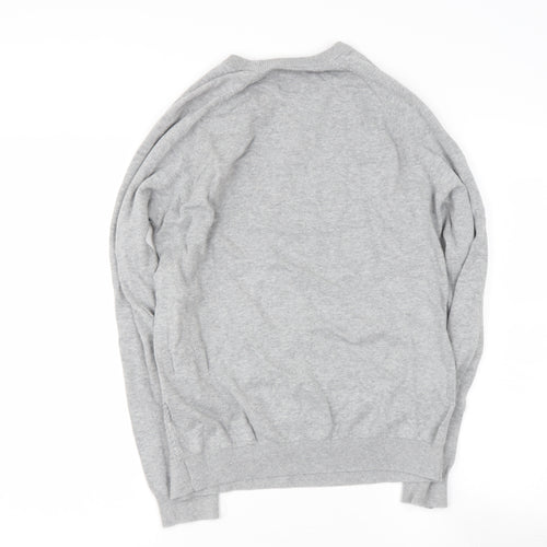 Holmes & Co Mens Grey Round Neck  Cotton Pullover Jumper Size M