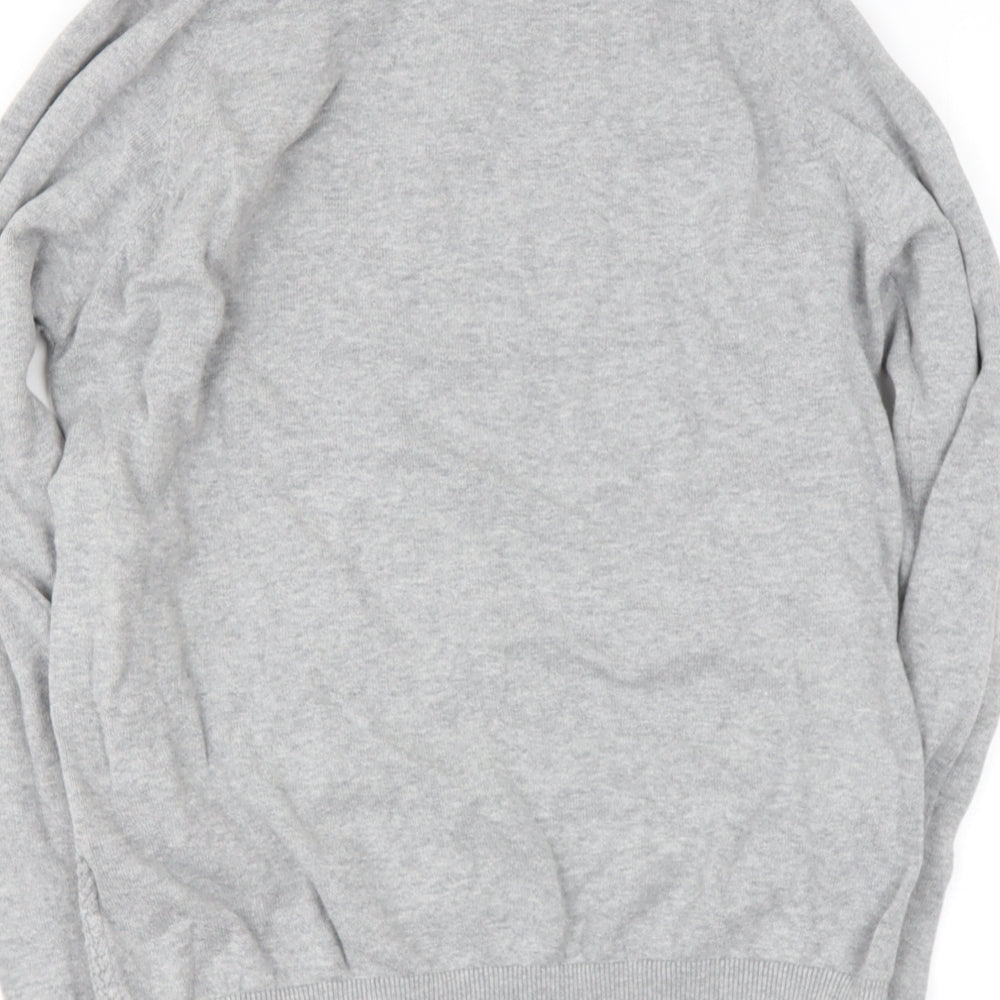 Holmes & Co Mens Grey Round Neck  Cotton Pullover Jumper Size M