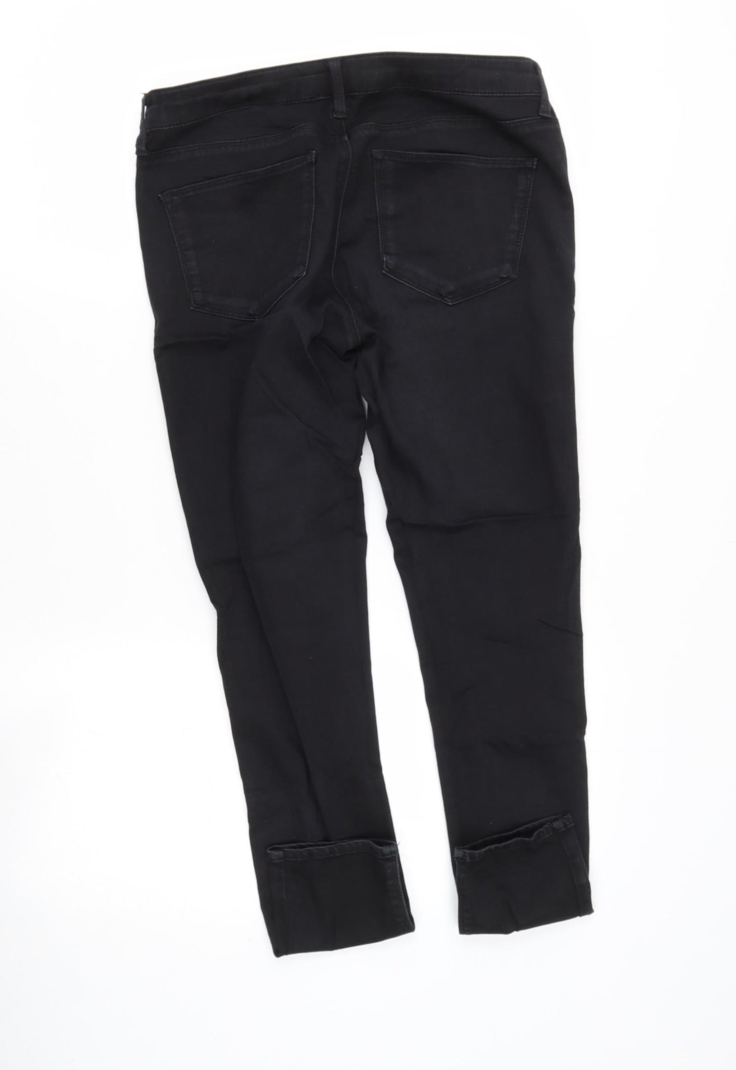 Topshop Womens Black  Cotton Mom Jeans Size 10 L27 in Regular