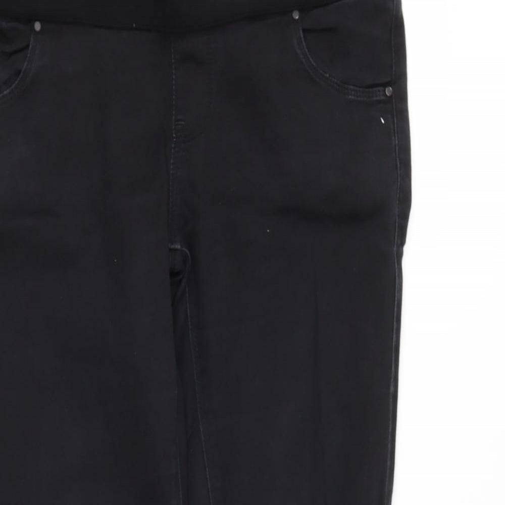 Topshop Womens Black  Cotton Mom Jeans Size 10 L27 in Regular