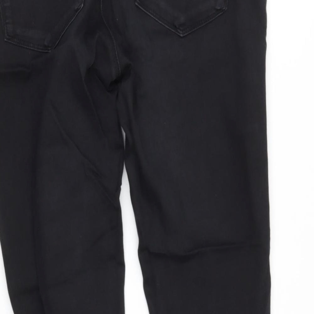 Topshop Womens Black  Cotton Mom Jeans Size 10 L27 in Regular