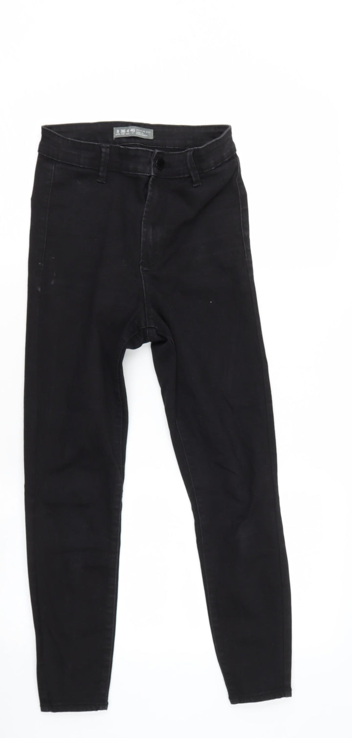 Denim and Co Womens Black  Cotton Mom Jeans Size 8 L25 in Regular Button