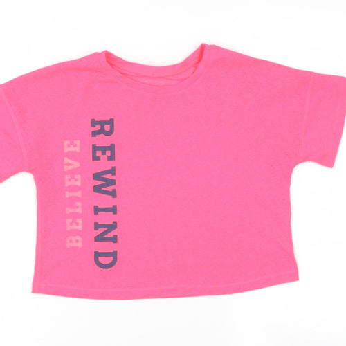 Preworn Womens Pink  Polyester Blend Basic T-Shirt Size 8 Roll Neck - REWIND