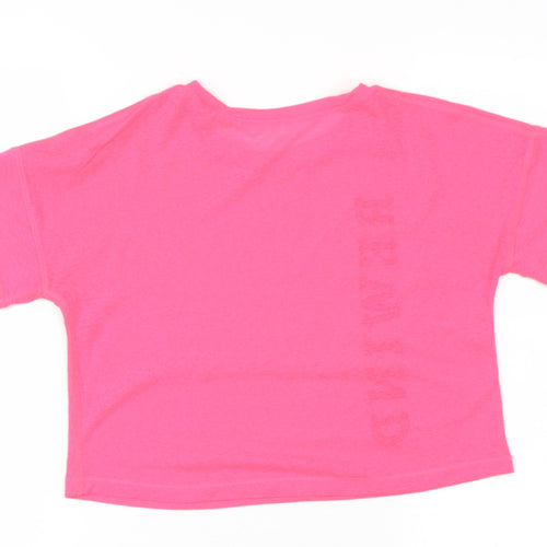Preworn Womens Pink  Polyester Blend Basic T-Shirt Size 8 Roll Neck - REWIND