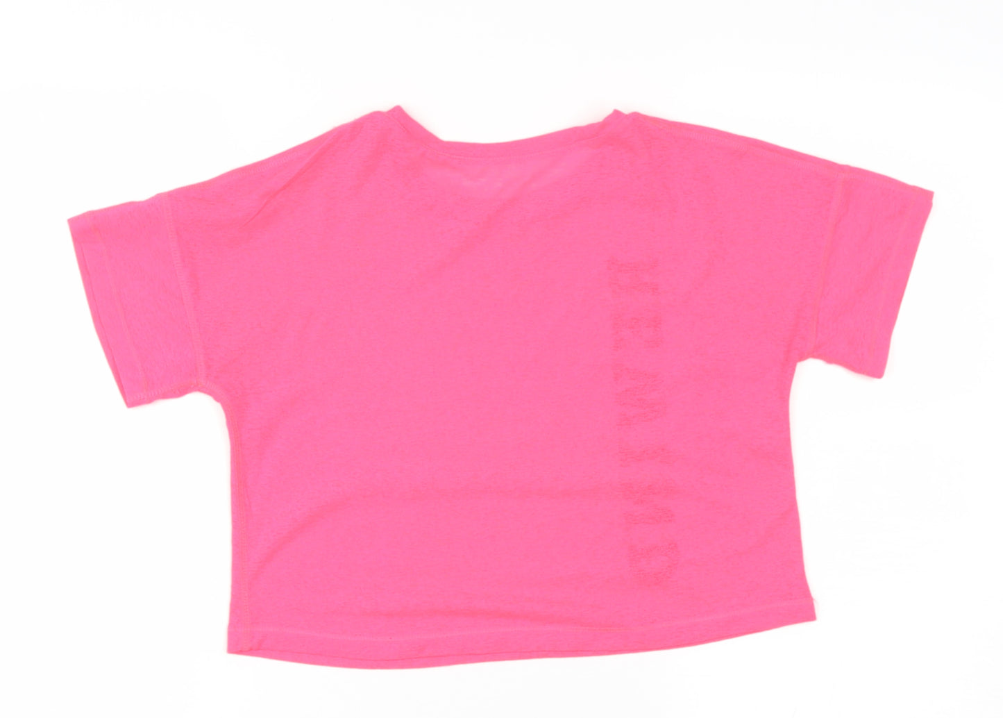 Preworn Womens Pink  Polyester Blend Basic T-Shirt Size 8 Roll Neck - REWIND