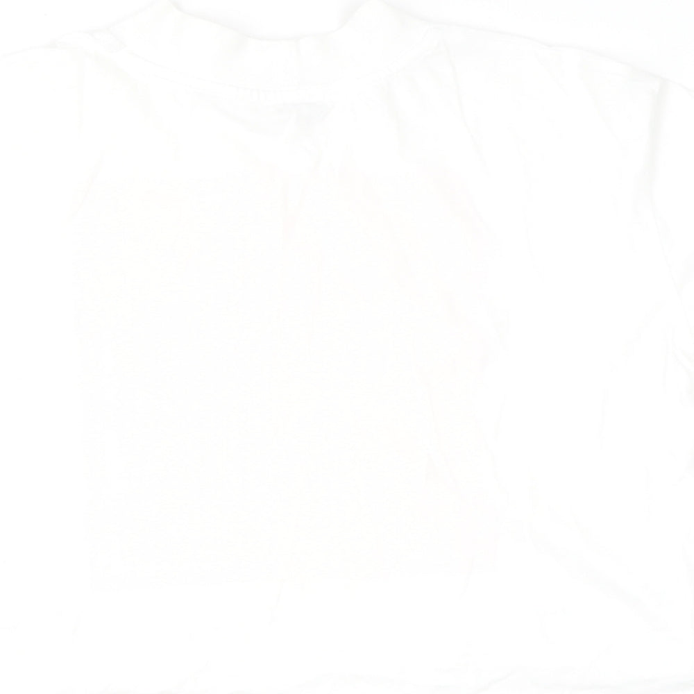 River Island Girls White  Cotton Basic T-Shirt Size 10-11 Years High Neck  - FUTURE