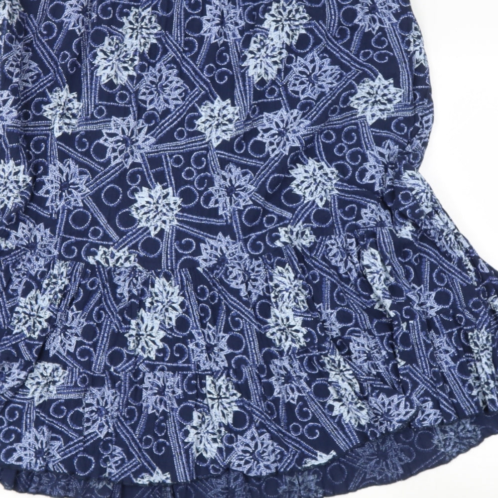 BM Womens Blue Geometric Cotton Bandage Skirt Size M