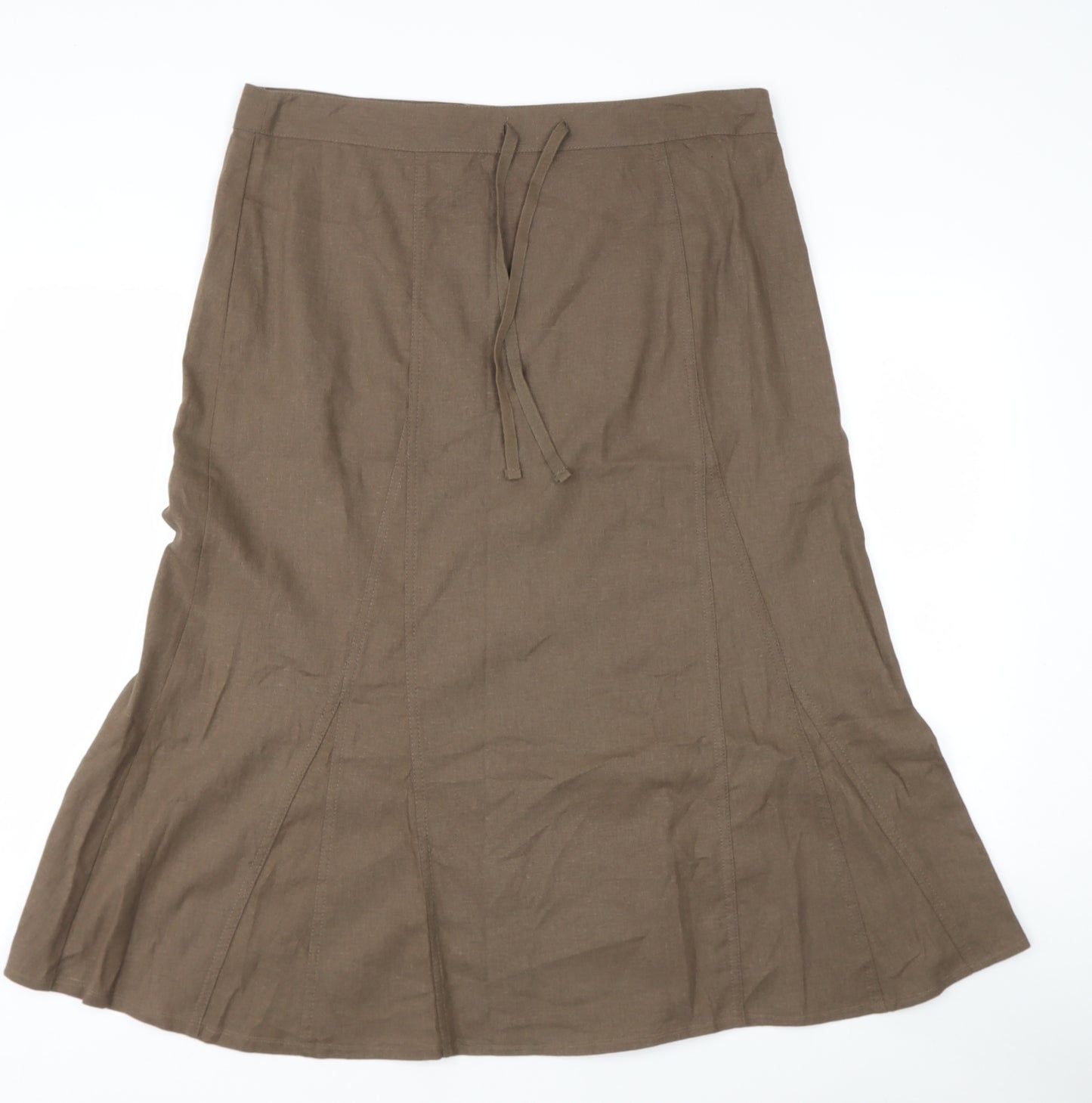 Papya Womens Brown  Linen Flare Skirt Size 16