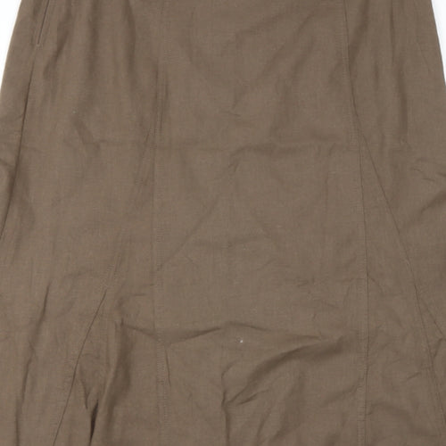 Papya Womens Brown  Linen Flare Skirt Size 16