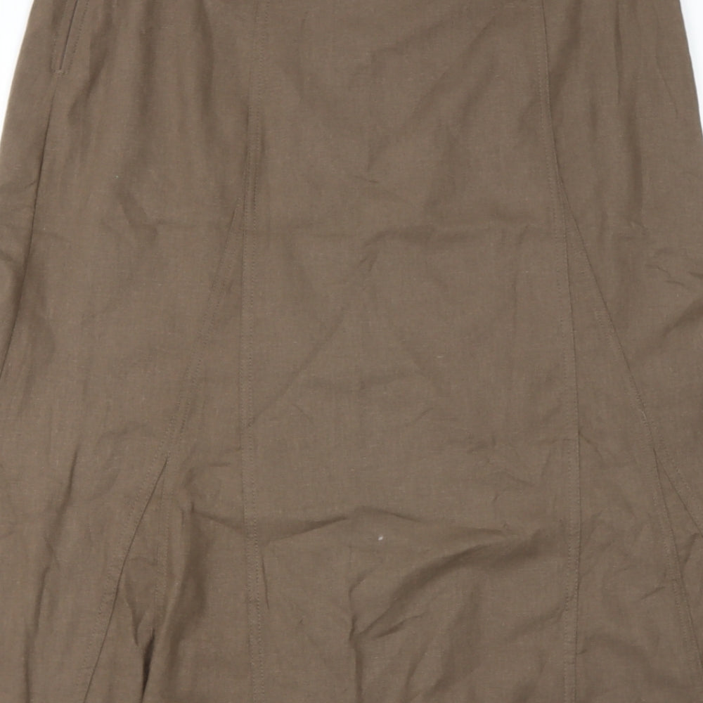 Papya Womens Brown  Linen Flare Skirt Size 16
