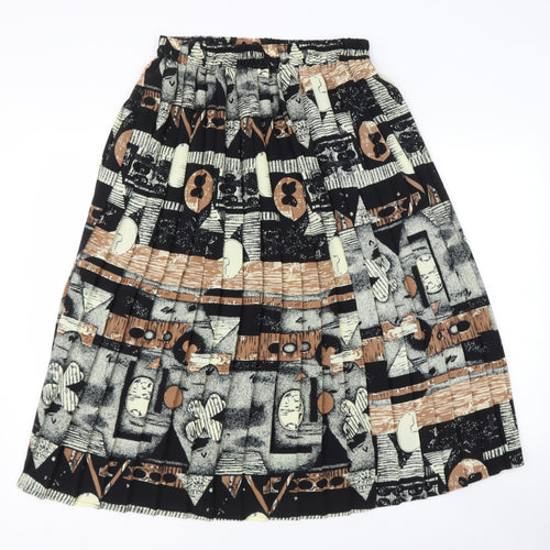 Preworn Womens Brown Geometric Polyester Pleated Set Size M
