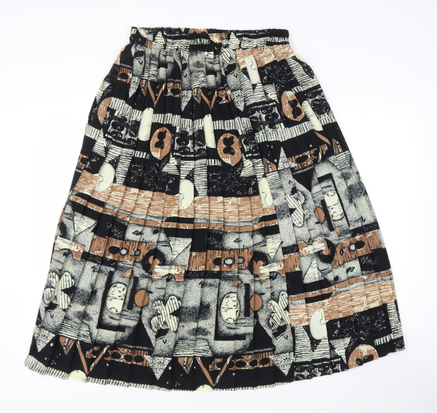 Preworn Womens Brown Geometric Polyester Pleated Set Size M