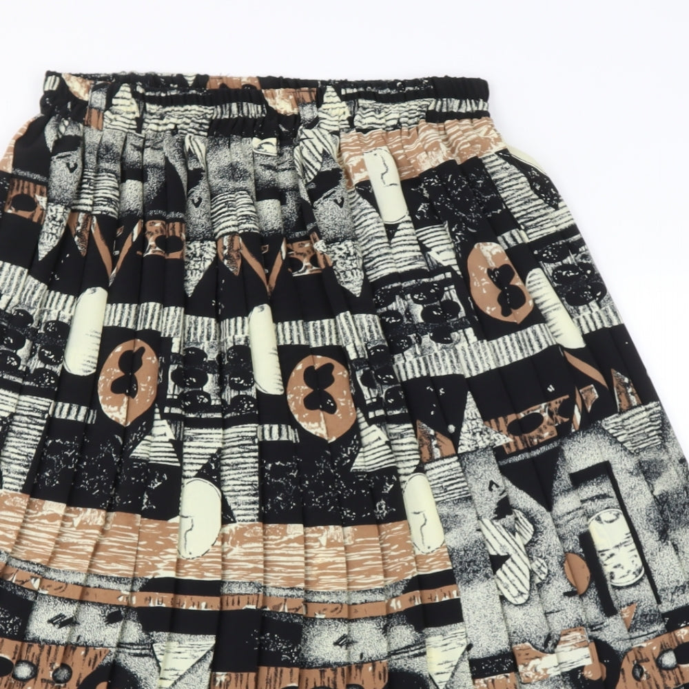 Preworn Womens Brown Geometric Polyester Pleated Set Size M