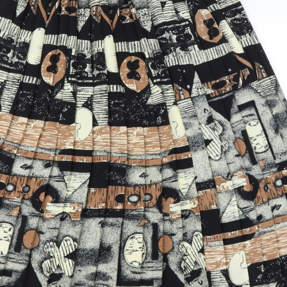 Preworn Womens Brown Geometric Polyester Pleated Set Size M