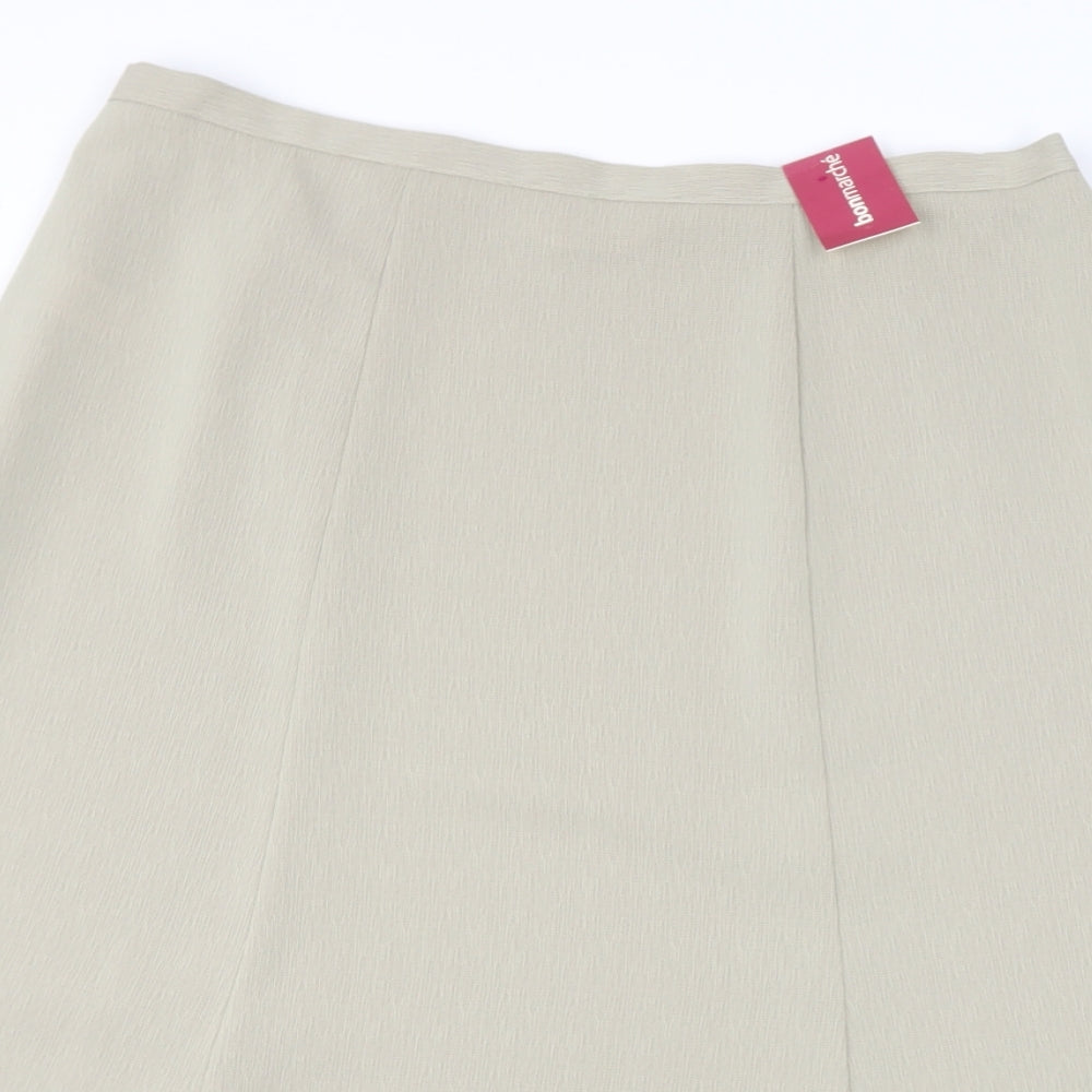 bonmarche Womens Beige  Polyester Flare Skirt Size 18