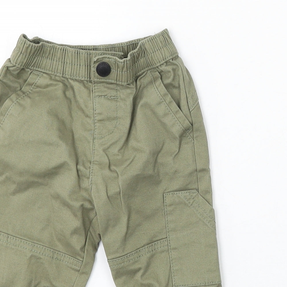 Primark Boys Green  Cotton Cargo Trousers Size 9-12 Months