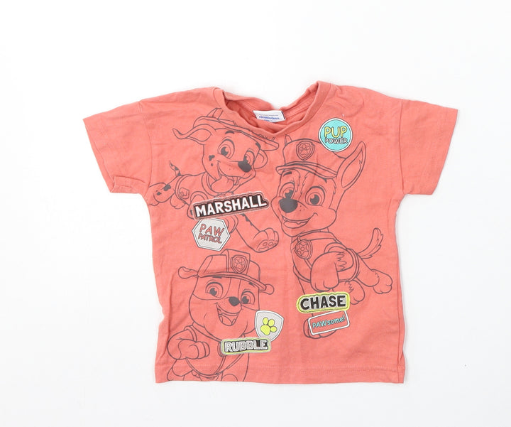 Matalan Boys Pink Cotton Basic T-Shirt Size 9-12 Months Round Neck