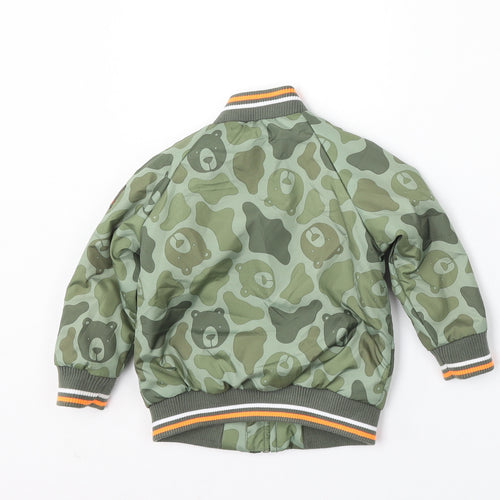 F&F Boys Green Camouflage  Bomber Jacket Jacket Size 12-18 Months   Zip