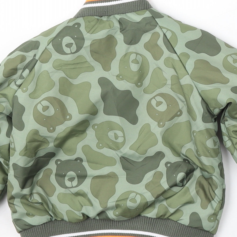 F&F Boys Green Camouflage  Bomber Jacket Jacket Size 12-18 Months   Zip