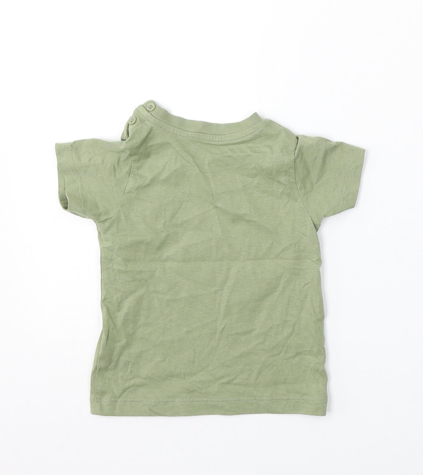 Matalan Boys Green  Cotton Basic T-Shirt Size 9-12 Months Round Neck