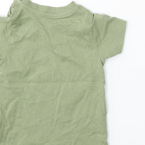 Matalan Boys Green  Cotton Basic T-Shirt Size 9-12 Months Round Neck
